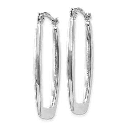 14k White Gold 2.25x31mm Polished Rectangle Tube Hoop Earrings