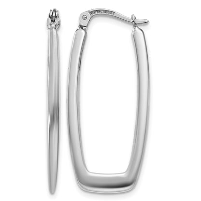14k White Gold 2.25x31mm Polished Rectangle Tube Hoop Earrings