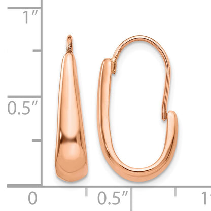 14k Rose Gold Polished Tapered J-Hoop Wire Earrings