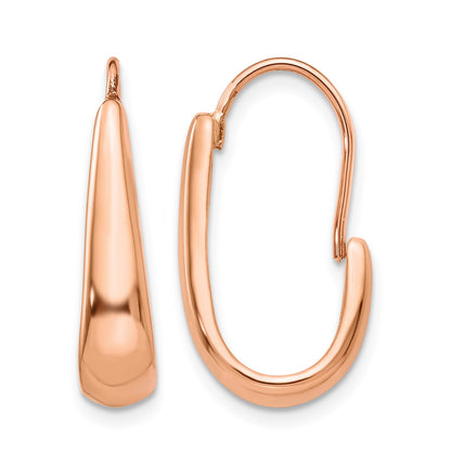 14k Rose Gold Polished Tapered J-Hoop Wire Earrings