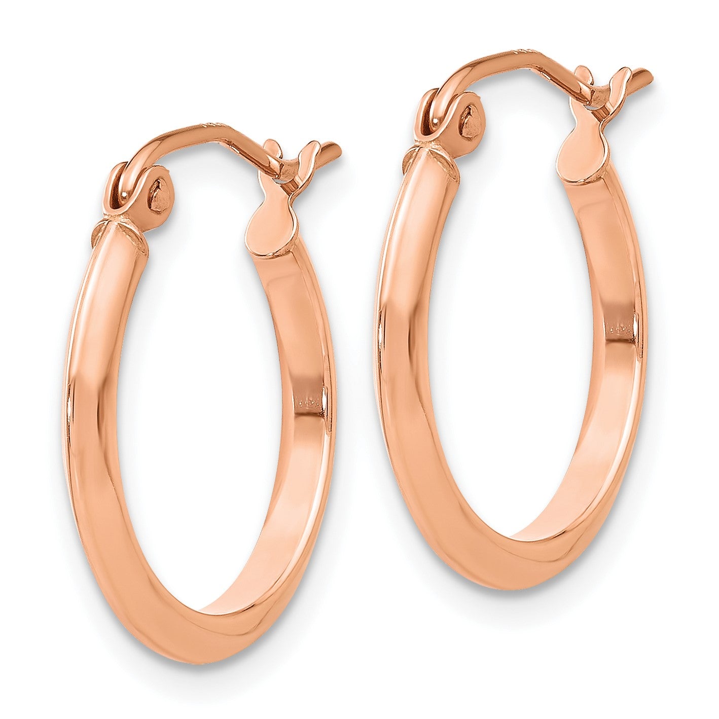 14k Rose Gold 2.5x12mm Polished Knife-Edge Tube Hoop Earrings