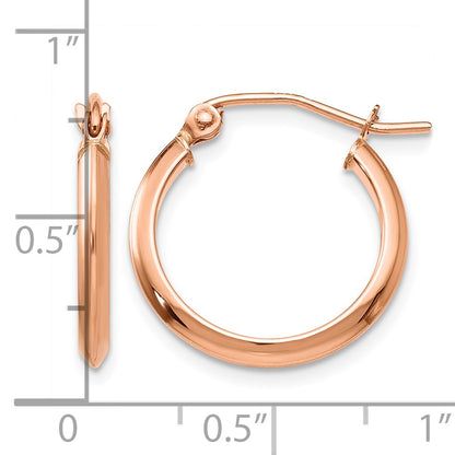 14k Rose Gold 2.5x12mm Polished Knife-Edge Tube Hoop Earrings
