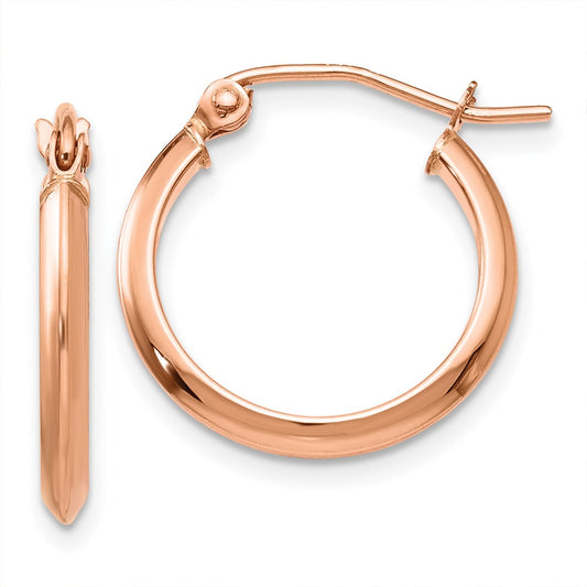 14k Rose 2.5mm Knife Edge Hoop Earrings