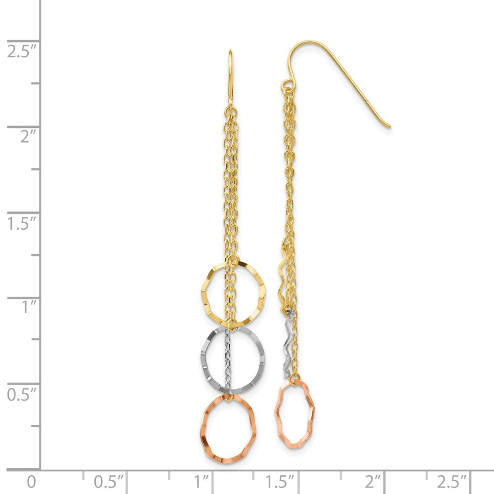 14K Tri-Color Faceted Circle Earrings