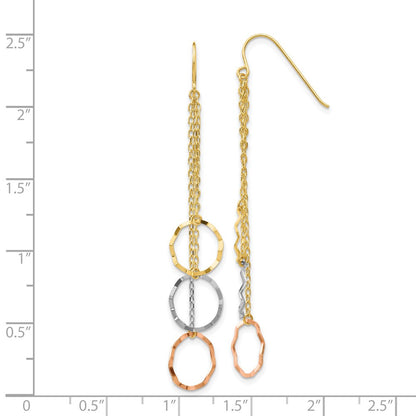 14K Tri-Color Faceted Circle Earrings