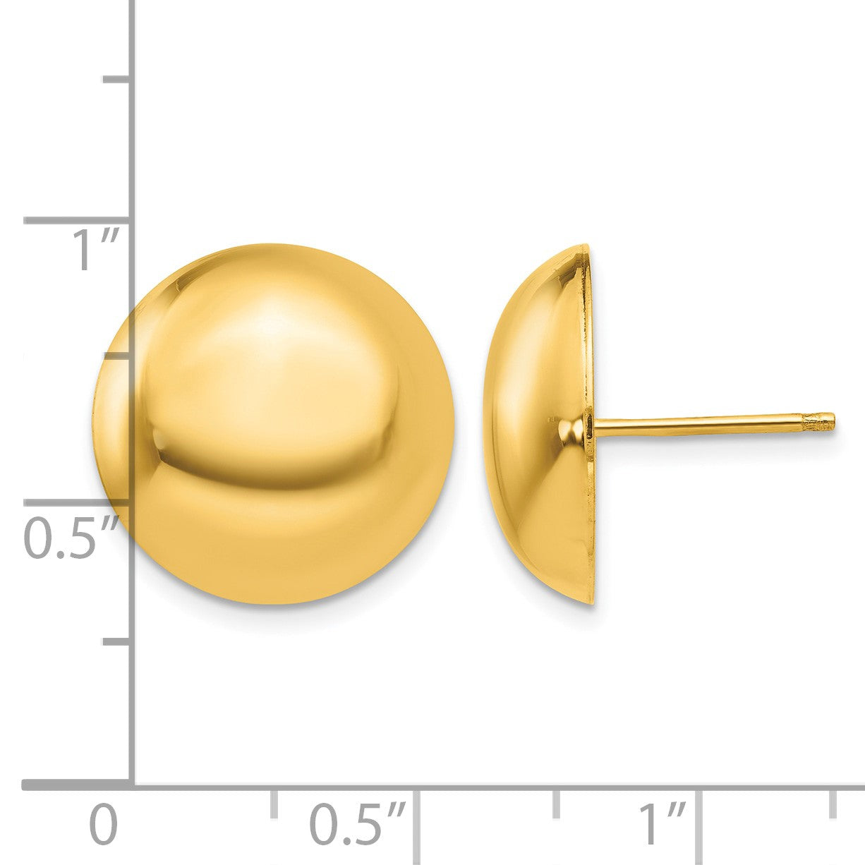 14k 15.50mm Polished Button Post Earrings