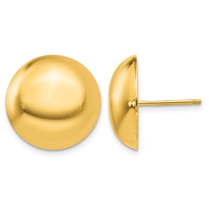 14k 15.50mm Polished Button Post Earrings