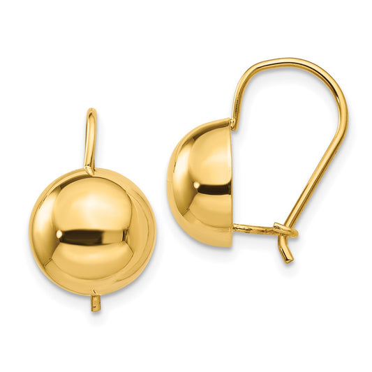 14k 10.50mm Hollow Half Ball Earrings