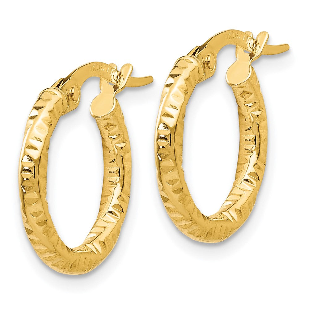 14K Polished and Textured Hoop Earrings