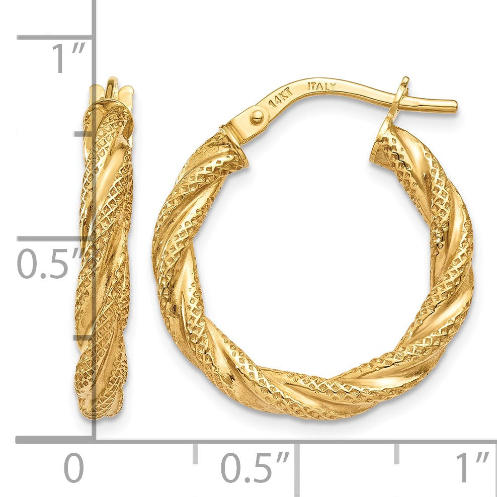 14K Twisted Textured Hoop Earrings