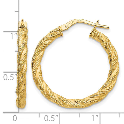 14K Twisted Textured Hoop Earrings