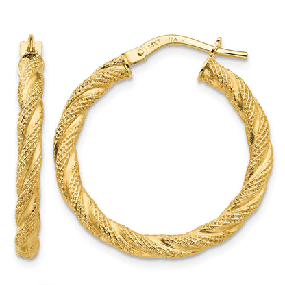 14K Twisted Textured Hoop Earrings
