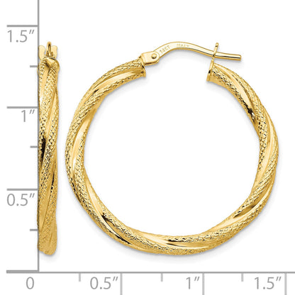 14K Twisted Textured Hoop Earrings
