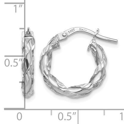 14K White Gold Twisted Rope Hoop Earrings
