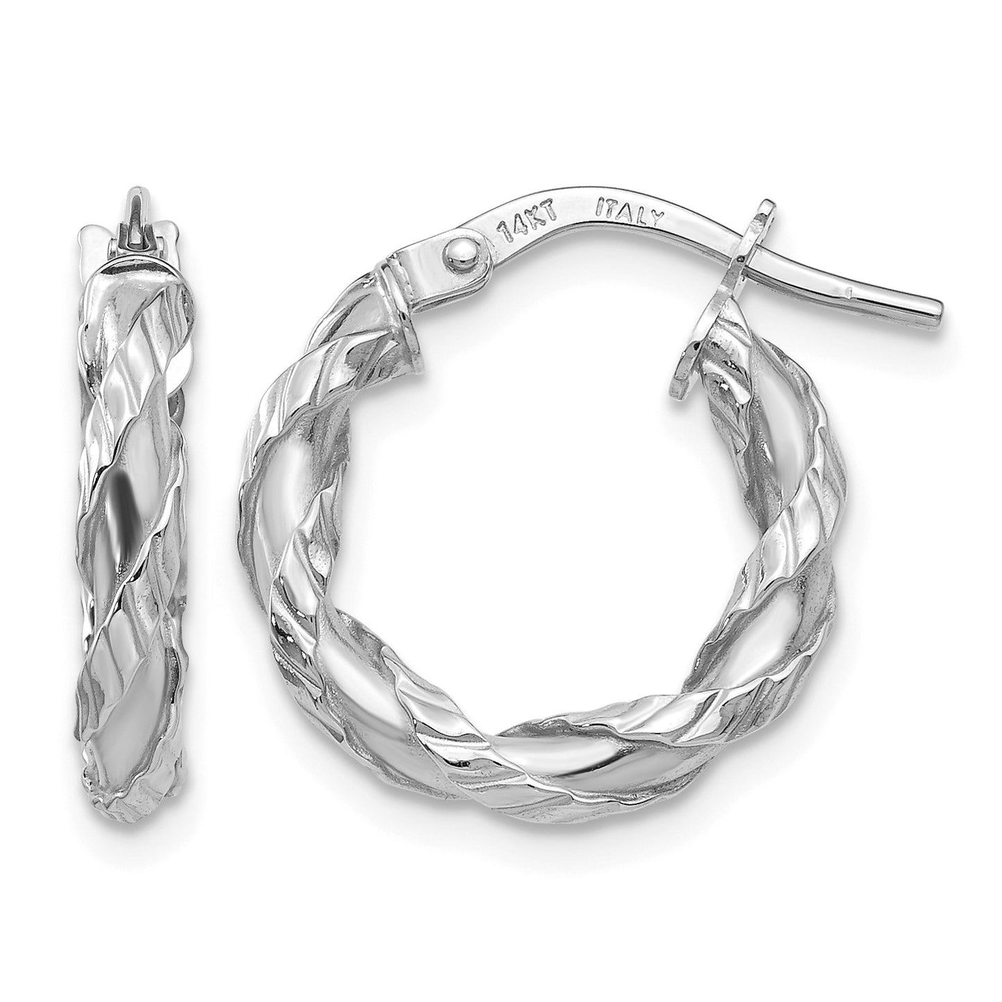 14K White Gold Twisted Rope Hoop Earrings