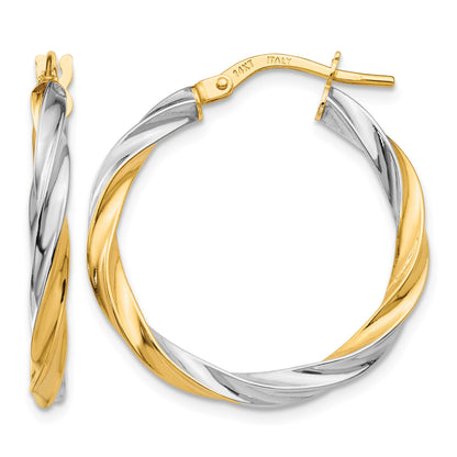 14K & Rhodium Twisted Hoop Earrings