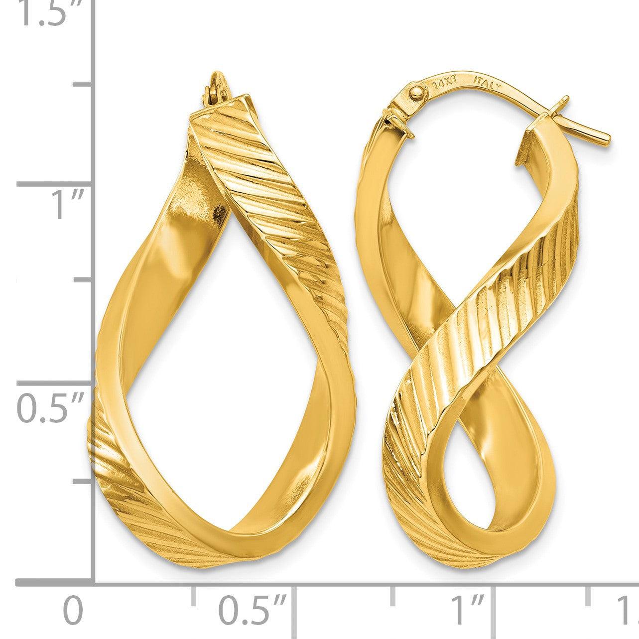 14K Twisted Textured Oval Hoop Earrings