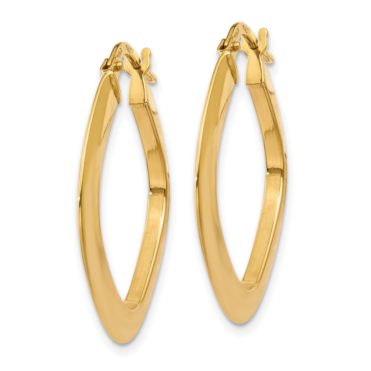 14K 1.5x25mm Tapered Square Tube Hoop Earrings