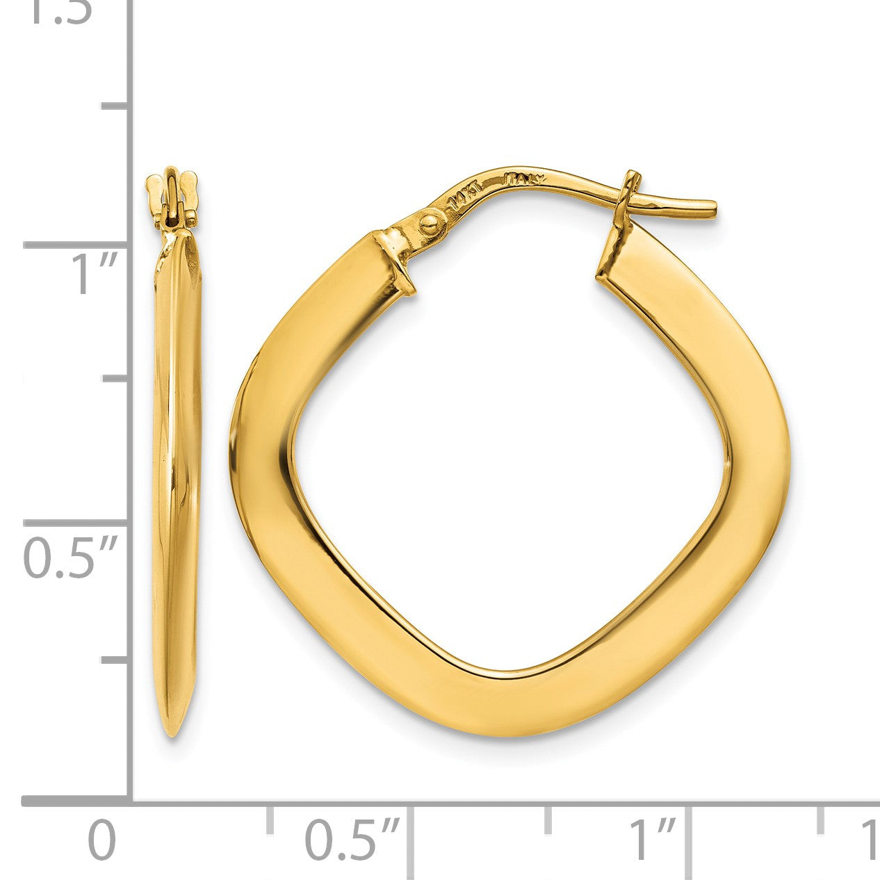 14K 1.5x25mm Tapered Square Tube Hoop Earrings