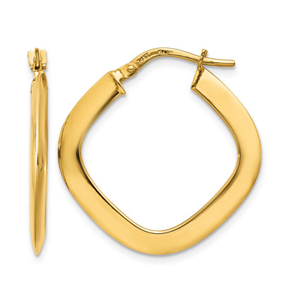 14K 1.5x25mm Tapered Square Tube Hoop Earrings