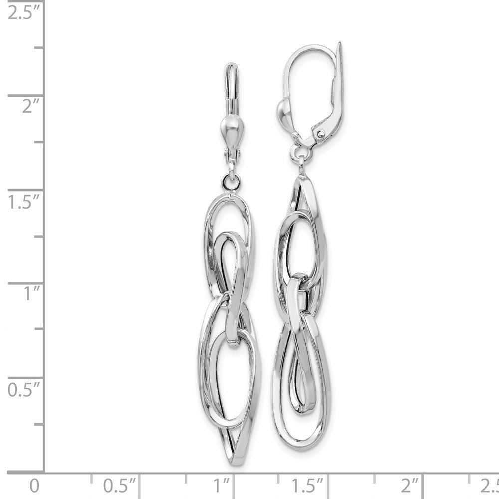 14K White Gold Polished Dangle Leverback Earrings