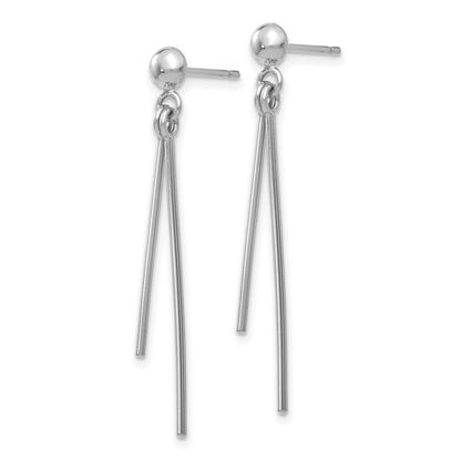 14k White Gold Polished Two Bars Dangle Post Earrings