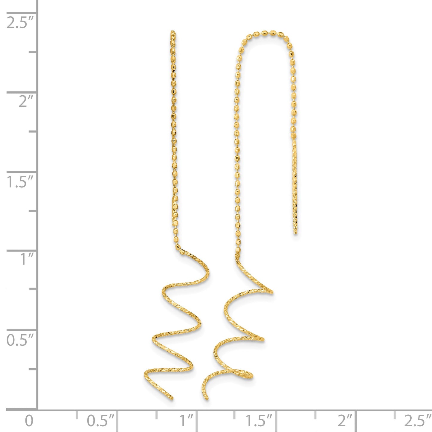 14k Polished Diamond-cut Spiral Threader Earrings