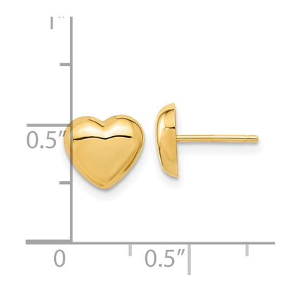 14k Gold Polished Heart Post Earrings