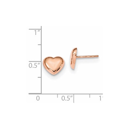 14k Rose Gold Polished Heart Post Earrings