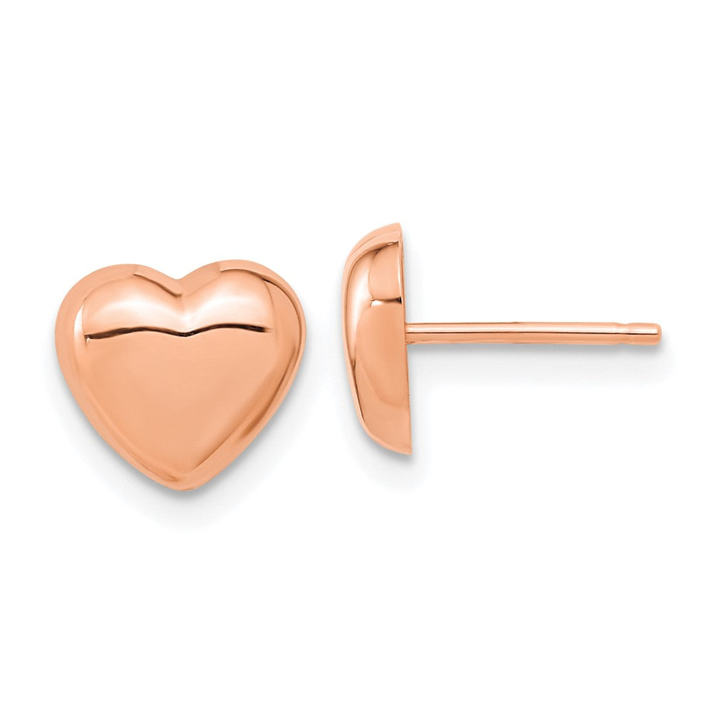 14k Rose Gold Polished Heart Post Earrings