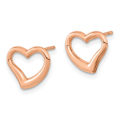 14k Rose Gold Polished Heart Post Earrings