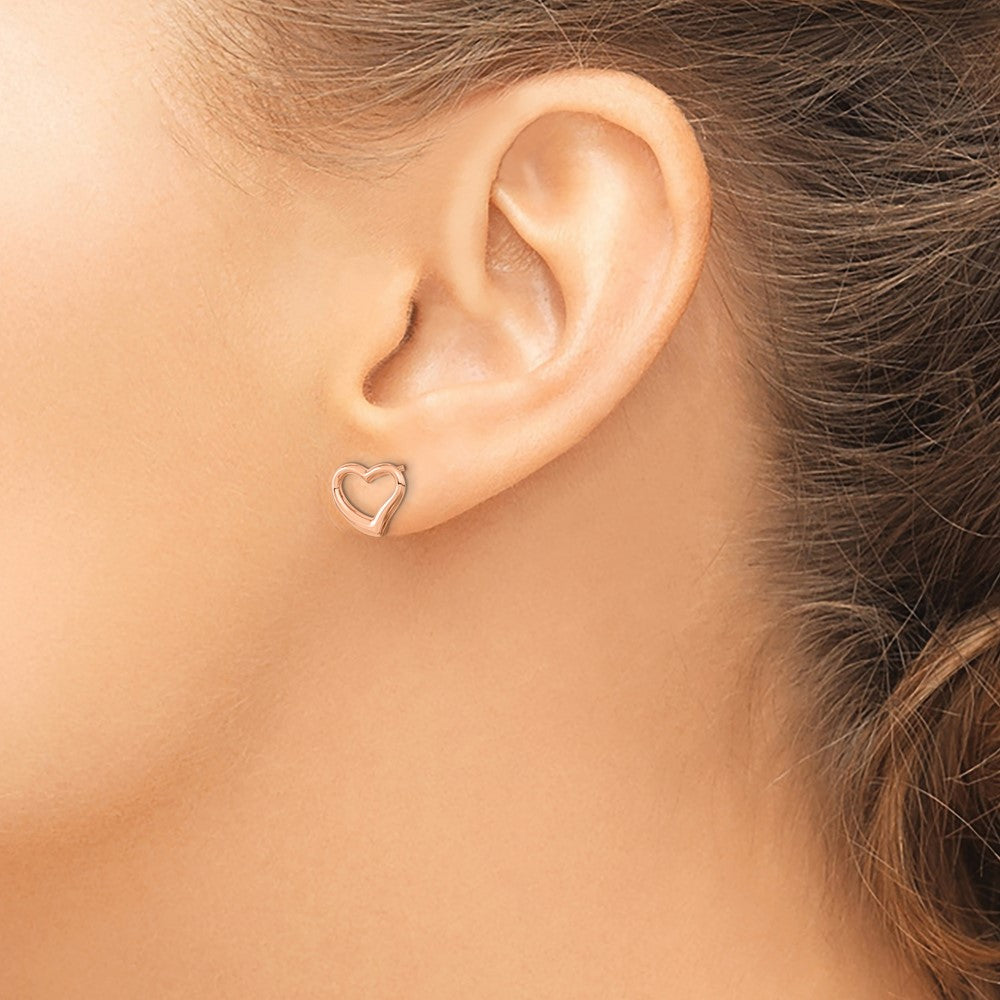 14k Rose Gold Polished Heart Post Earrings