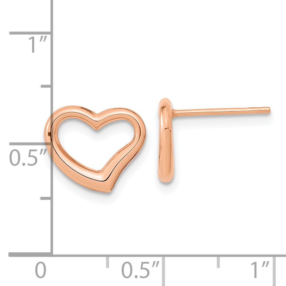 14k Rose Gold Polished Heart Post Earrings