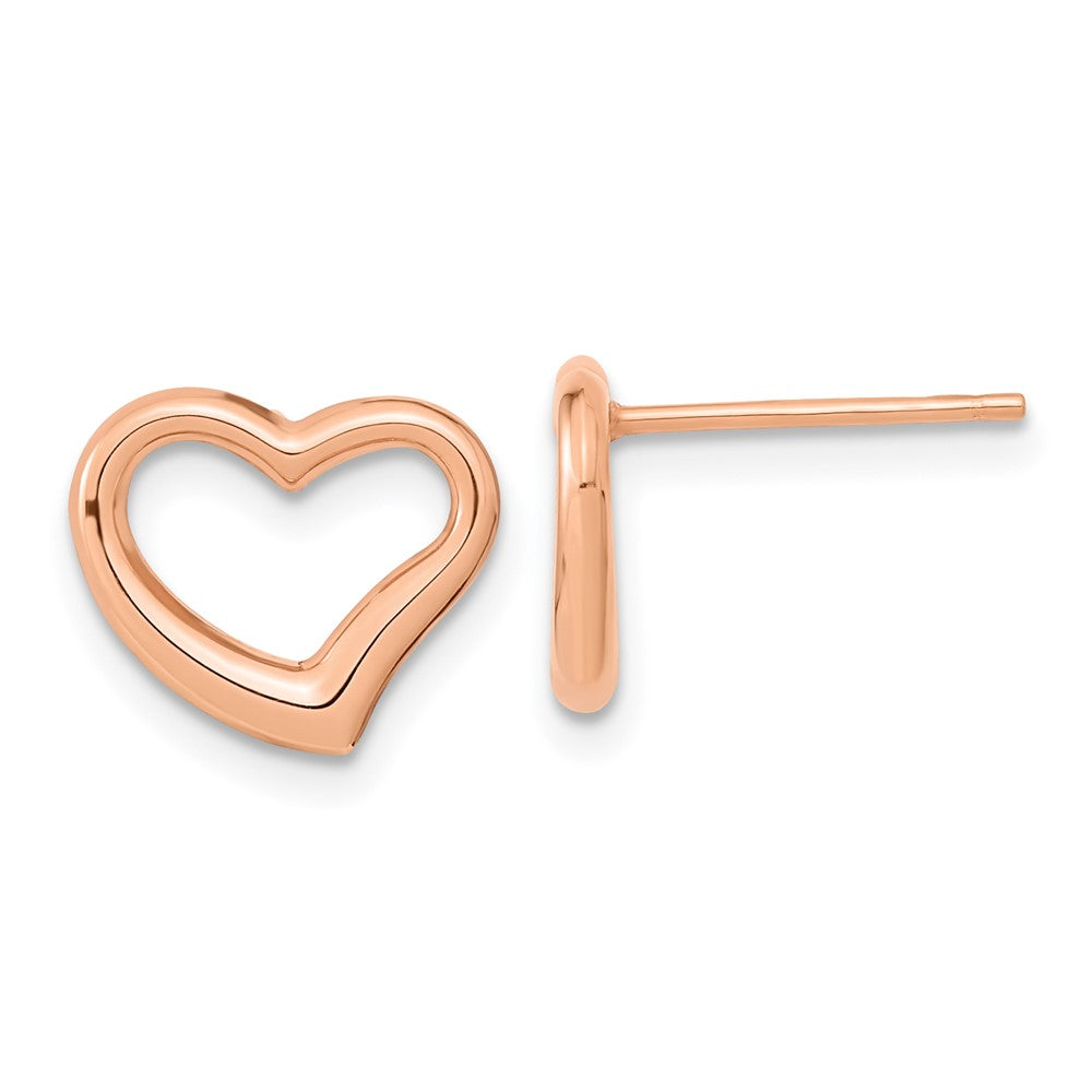 14k Rose Gold Polished Heart Post Earrings