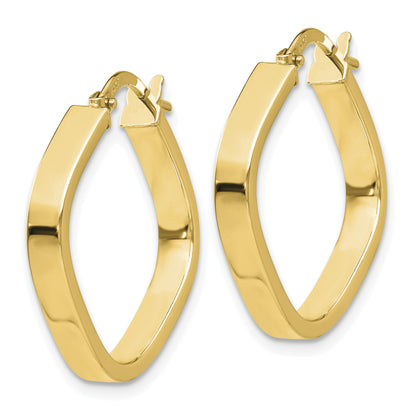 14K 3x27mm Flat Edge Square Tube Hoop Earrings
