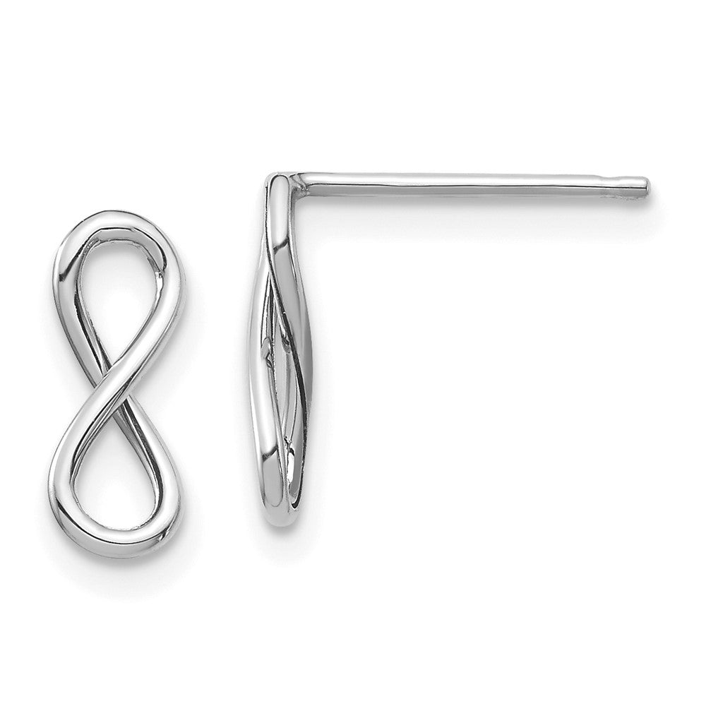 14K White Gold Polished Infinity Post Earrings