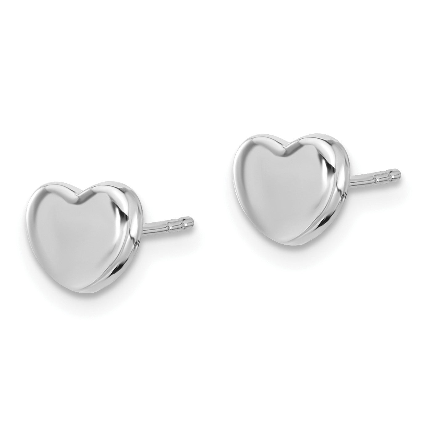 14K White Gold 7mm Polished Heart Post Earrings