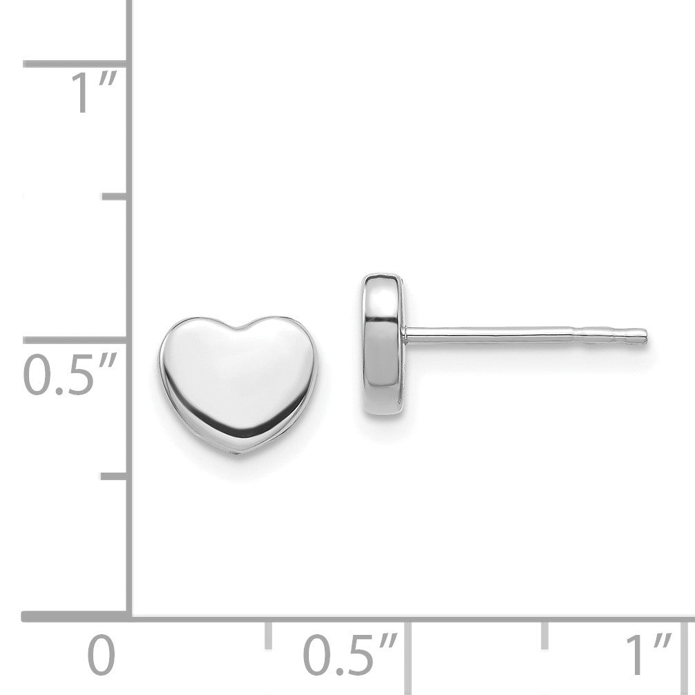 14K White Gold 7mm Polished Heart Post Earrings