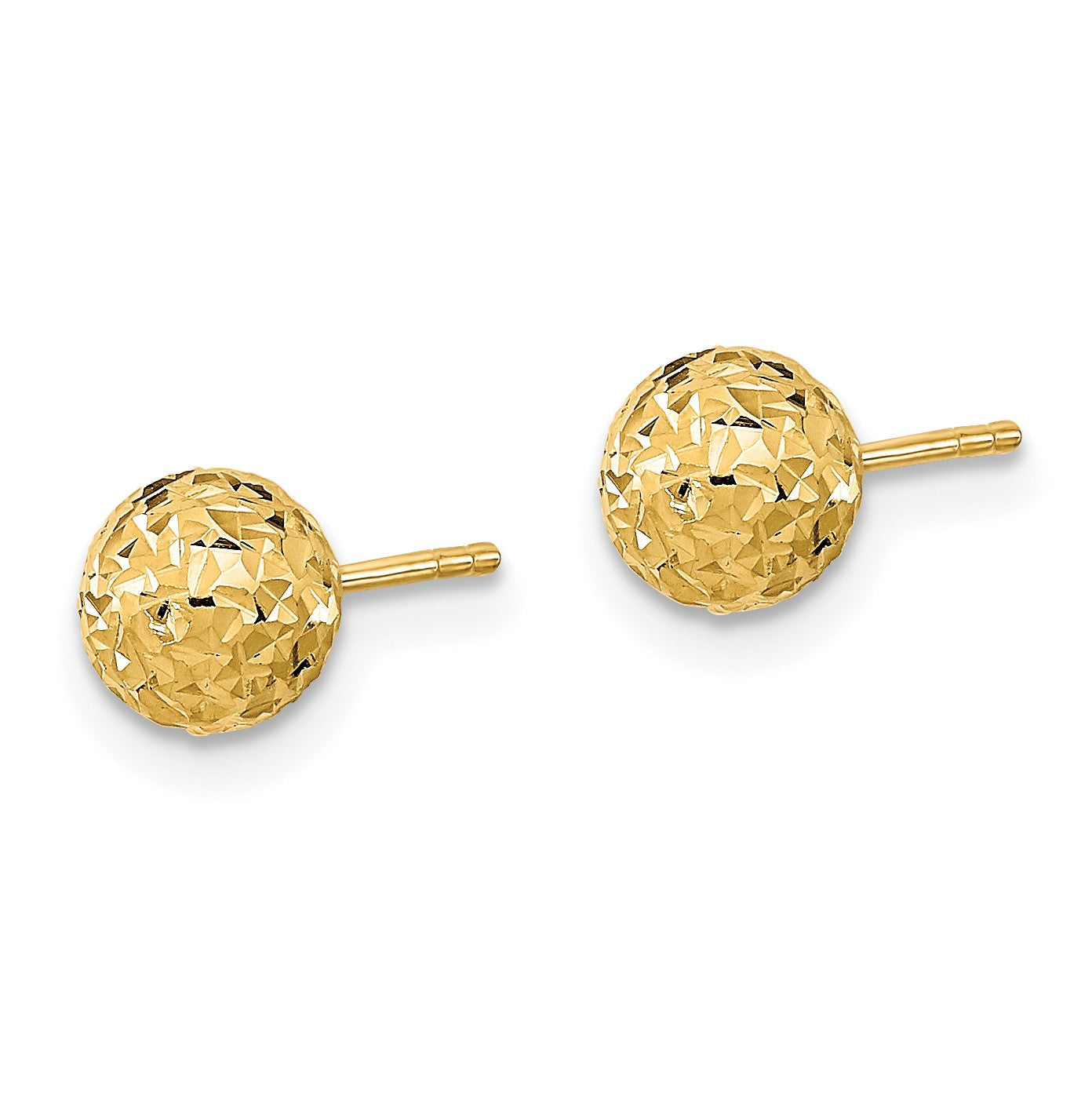 14k 6mm Diamond-cut Puffed Ball Post Earrings