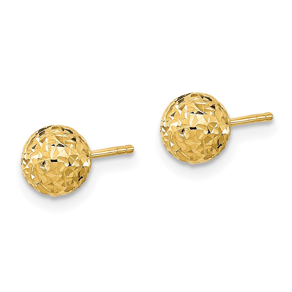 14k 6mm Diamond-Cut Ball Post Earrings