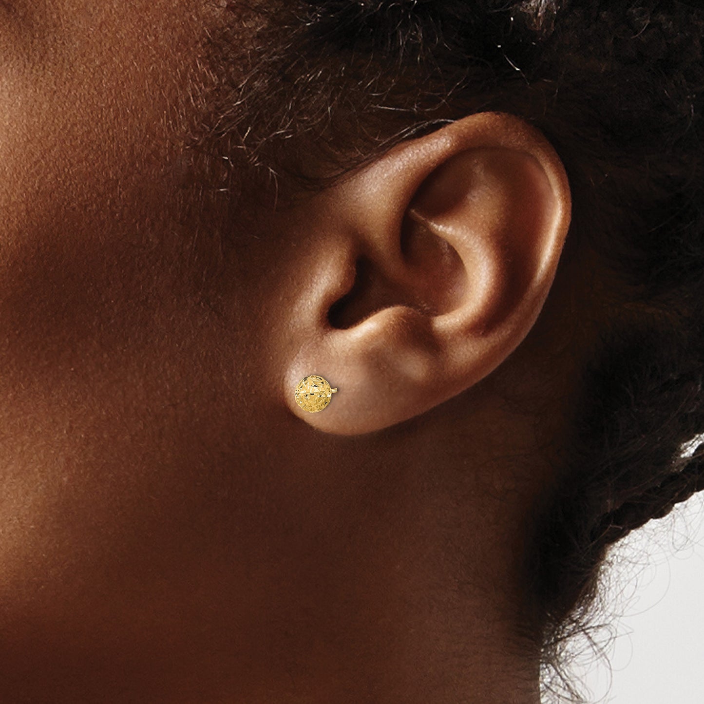 14k 6mm Diamond-cut Puffed Ball Post Earrings