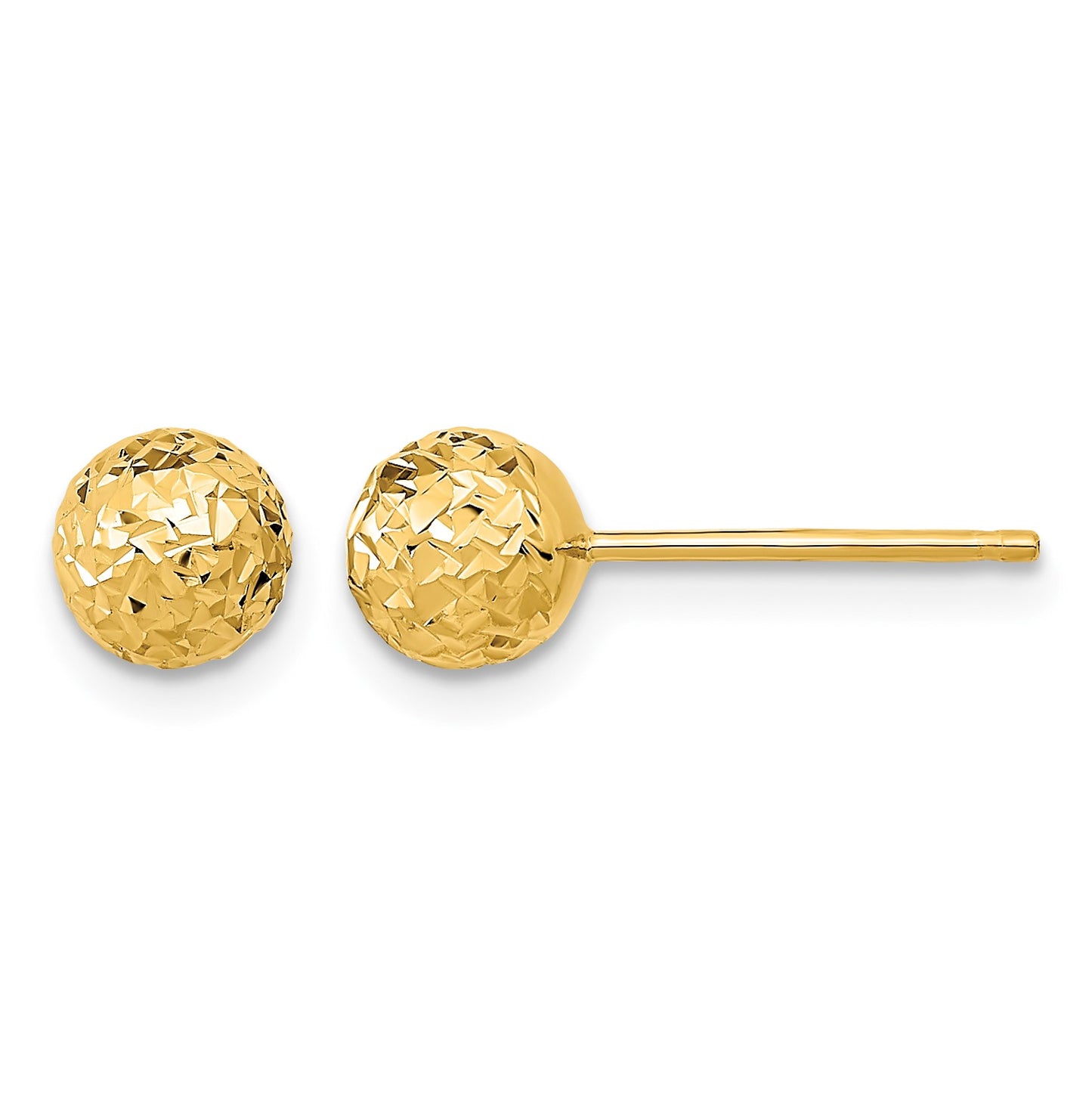 14k 6mm Diamond-cut Puffed Ball Post Earrings