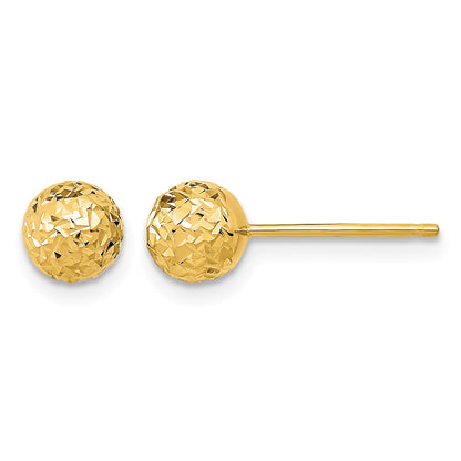 14k 6mm Diamond-cut Puffed Ball Post Earrings