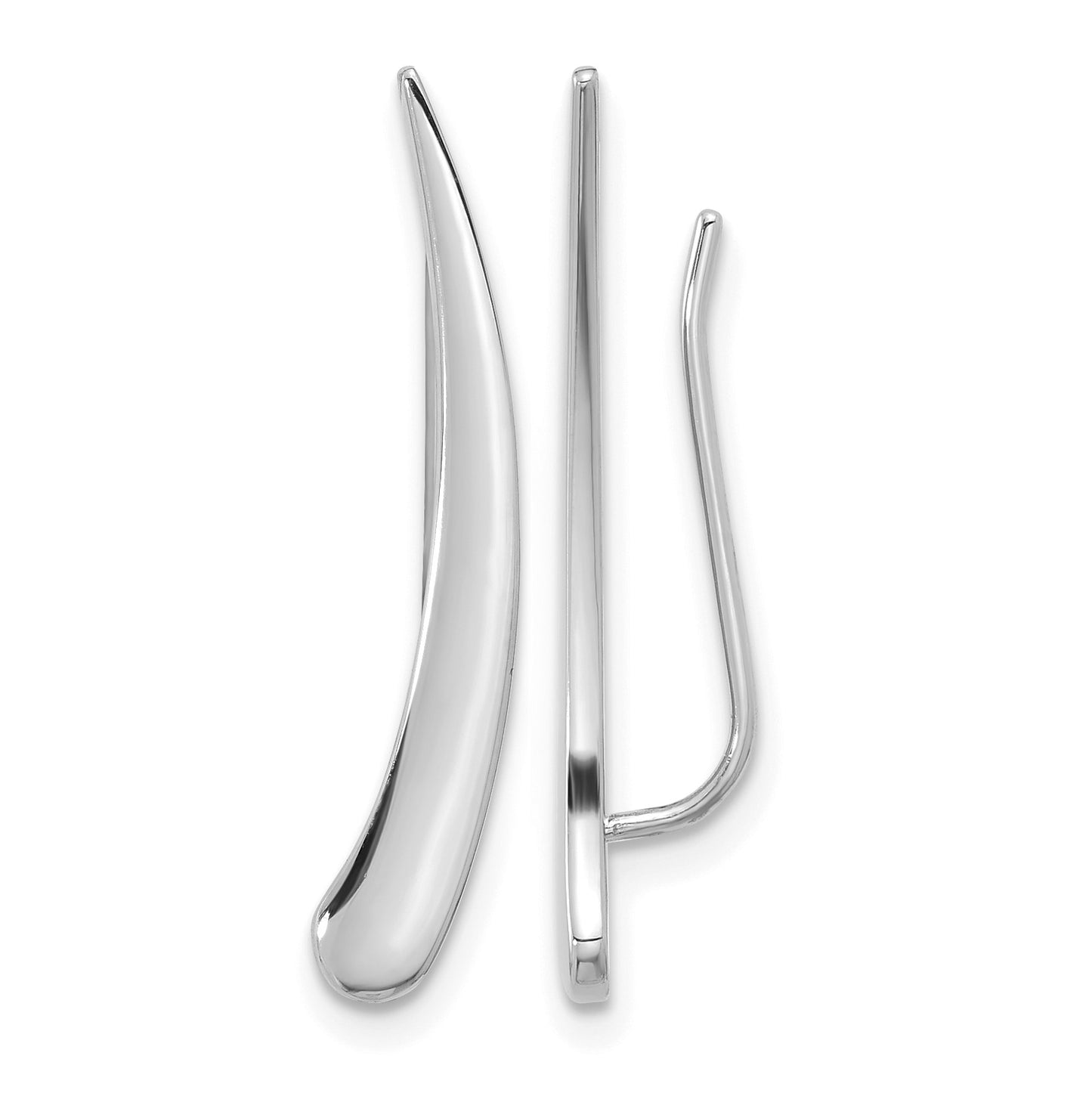 14k White Gold Polished Pointed Ear Climber Earrings