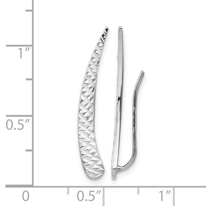 14k White Gold Polished Textured Pointed Ear Climber Earrings