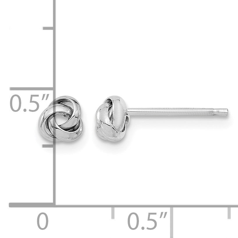 14k White Gold 5mm Polished Love Knot Post Earrings