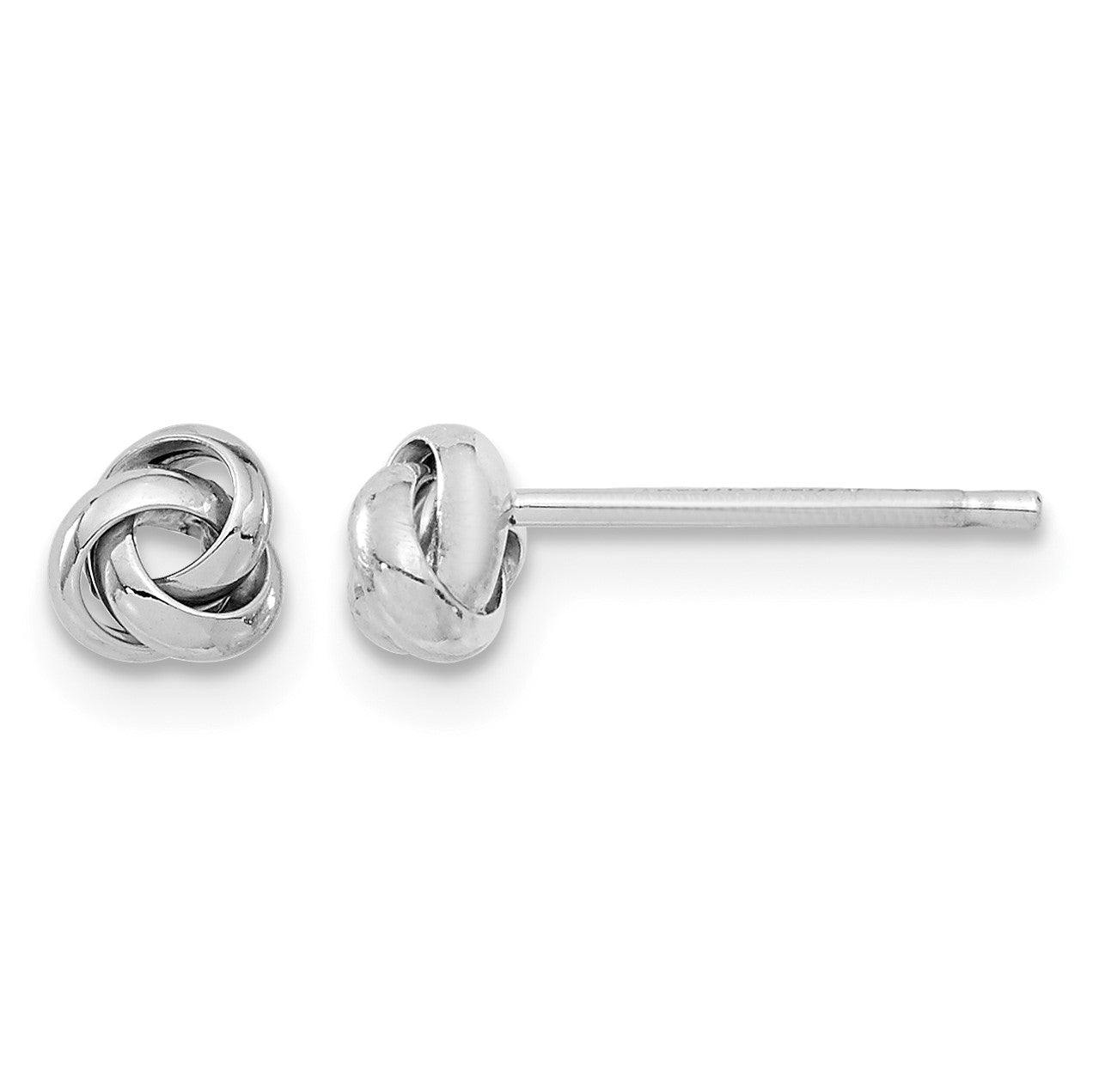 14k White Gold 5mm Polished Love Knot Post Earrings
