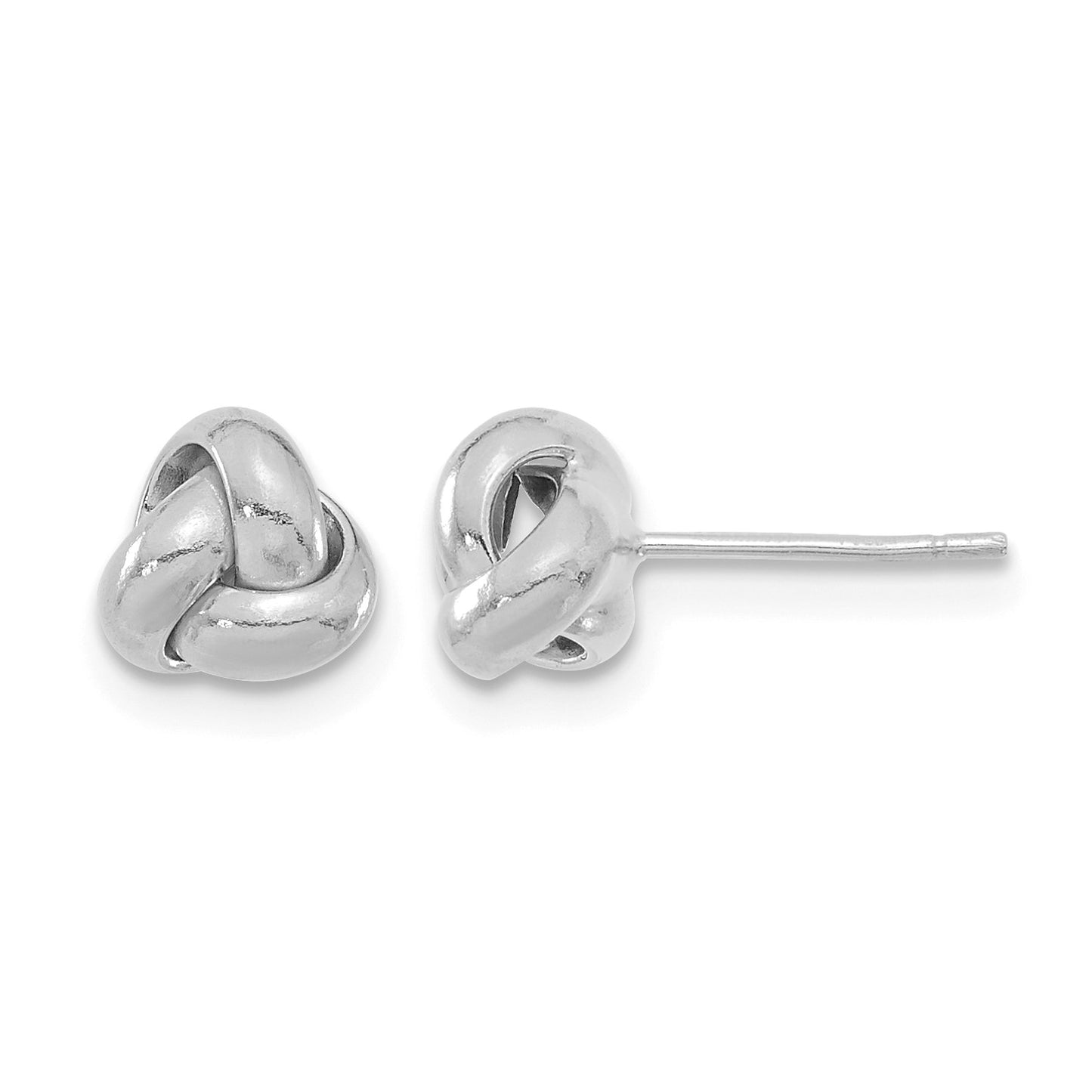 14k White Gold 7mm Polished Love Knot Post Earrings
