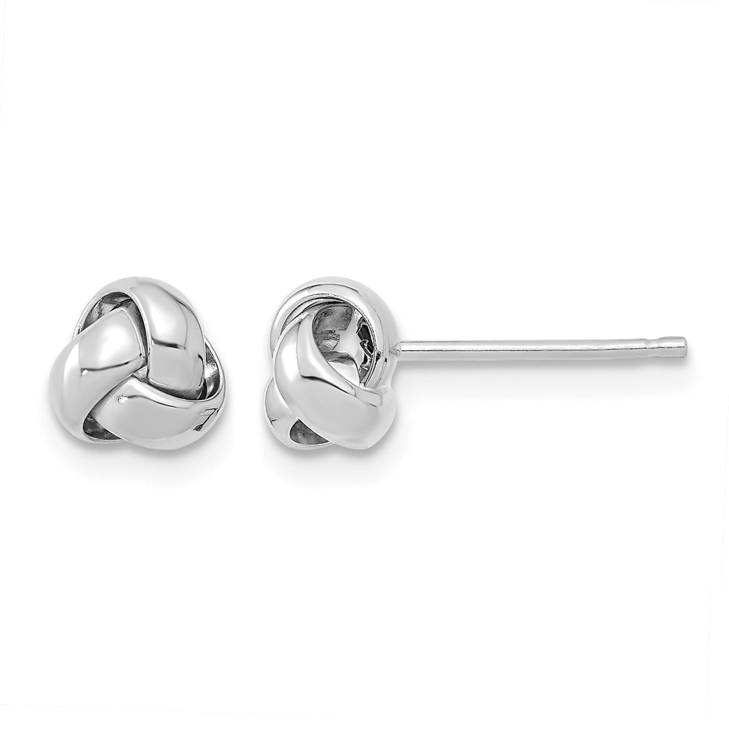 14k White Gold 6.5mm Polished Love Knot Post Earrings