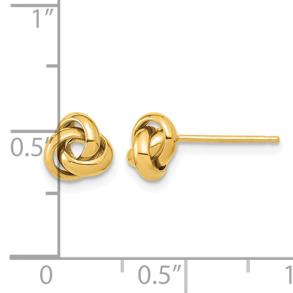 14K 6.5mm Polished Love Knot Post Earrings